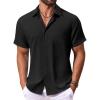 imageCOOFANDY Mens Button Down Shirts Short Sleeve Casual Summer Shirts Beach Wedding Shirt with PocketBlack