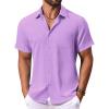 imageCOOFANDY Mens Button Down Shirts Short Sleeve Casual Summer Shirts Beach Wedding Shirt with PocketLavender