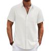 imageCOOFANDY Mens Cotton Linen Shirts Casual Beach Shirts Short Sleeve Button Down Shirts Summer Vacation ShirtsAwhite