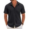 imageCOOFANDY Mens Short Sleeve Button Down Shirt Casual Linen Shirts Summer Beach Vacation Shirt with PocketBlack