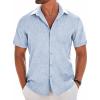 imageCOOFANDY Mens Short Sleeve Button Down Shirt Casual Linen Shirts Summer Beach Vacation Shirt with PocketBlue
