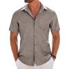 imageCOOFANDY Mens Short Sleeve Button Down Shirt Casual Linen Shirts Summer Beach Vacation Shirt with PocketBrown