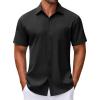 imageCOOFANDY Mens Short Sleeve Button Down Shirt Wrinkle Free Dress Shirts Casual Summer Untucked ShirtBlack