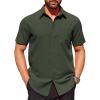 imageCOOFANDY Mens Short Sleeve Dress Shirts Wrinkle Free Button Down Shirts Stain Shield Shirts with PocketDark Army Green