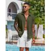imageCOOFANDY Mens Button Down Shirts Short Sleeve Casual Shirt Summer Beach Wedding ShirtsArmy Green