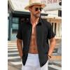 imageCOOFANDY Mens Button Down Shirts Short Sleeve Casual Shirt Summer Beach Wedding ShirtsBlack