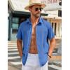 imageCOOFANDY Mens Button Down Shirts Short Sleeve Casual Shirt Summer Beach Wedding ShirtsBlue