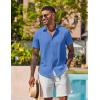 imageCOOFANDY Mens Button Down Shirts Short Sleeve Casual Shirt Summer Beach Wedding ShirtsBlue