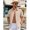 imageCOOFANDY Mens Button Down Shirts Short Sleeve Casual Shirt Summer Beach Wedding ShirtsChampagne