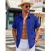 imageCOOFANDY Mens Button Down Shirts Short Sleeve Casual Shirt Summer Beach Wedding ShirtsDeep Blue