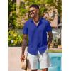 imageCOOFANDY Mens Button Down Shirts Short Sleeve Casual Shirt Summer Beach Wedding ShirtsDeep Blue