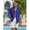 imageCOOFANDY Mens Button Down Shirts Short Sleeve Casual Shirt Summer Beach Wedding ShirtsDeep Blue
