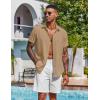 imageCOOFANDY Mens Button Down Shirts Short Sleeve Casual Shirt Summer Beach Wedding ShirtsKhaki