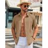 imageCOOFANDY Mens Button Down Shirts Short Sleeve Casual Shirt Summer Beach Wedding ShirtsKhaki