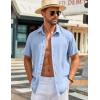 imageCOOFANDY Mens Button Down Shirts Short Sleeve Casual Shirt Summer Beach Wedding ShirtsLight Blue