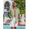 imageCOOFANDY Mens Button Down Shirts Short Sleeve Casual Shirt Summer Beach Wedding ShirtsLight Green