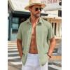 imageCOOFANDY Mens Button Down Shirts Short Sleeve Casual Shirt Summer Beach Wedding ShirtsLight Green