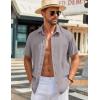 imageCOOFANDY Mens Button Down Shirts Short Sleeve Casual Shirt Summer Beach Wedding ShirtsLight Grey