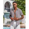 imageCOOFANDY Mens Button Down Shirts Short Sleeve Casual Shirt Summer Beach Wedding ShirtsLight Grey