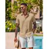 imageCOOFANDY Mens Button Down Shirts Short Sleeve Casual Shirt Summer Beach Wedding ShirtsLight Khaki
