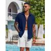imageCOOFANDY Mens Button Down Shirts Short Sleeve Casual Shirt Summer Beach Wedding ShirtsMidnight Blue