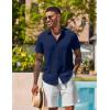 imageCOOFANDY Mens Button Down Shirts Short Sleeve Casual Shirt Summer Beach Wedding ShirtsMidnight Blue