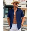 imageCOOFANDY Mens Button Down Shirts Short Sleeve Casual Shirt Summer Beach Wedding ShirtsMidnight Blue