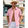 imageCOOFANDY Mens Button Down Shirts Short Sleeve Casual Shirt Summer Beach Wedding ShirtsPink