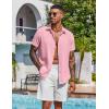 imageCOOFANDY Mens Button Down Shirts Short Sleeve Casual Shirt Summer Beach Wedding ShirtsPink