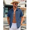 imageCOOFANDY Mens Button Down Shirts Short Sleeve Casual Shirt Summer Beach Wedding ShirtsSteel Blue