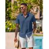 imageCOOFANDY Mens Button Down Shirts Short Sleeve Casual Shirt Summer Beach Wedding ShirtsSteel Blue