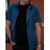 imageCOOFANDY Mens Button Down Shirts Short Sleeve Casual Shirt Summer Beach Wedding ShirtsSteel Blue