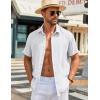 imageCOOFANDY Mens Button Down Shirts Short Sleeve Casual Shirt Summer Beach Wedding ShirtsWhite