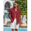 imageCOOFANDY Mens Button Down Shirts Short Sleeve Casual Shirt Summer Beach Wedding ShirtsWine Red