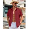 imageCOOFANDY Mens Button Down Shirts Short Sleeve Casual Shirt Summer Beach Wedding ShirtsWine Red