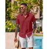 imageCOOFANDY Mens Button Down Shirts Short Sleeve Casual Shirt Summer Beach Wedding ShirtsWine Red