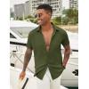 imageCOOFANDY Mens Casual Button Down Shirt Short Sleeve Textured Shirt Summer Beach Vacation Shirts with PocketArmy Green