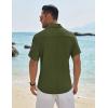 imageCOOFANDY Mens Casual Button Down Shirt Short Sleeve Textured Shirt Summer Beach Vacation Shirts with PocketArmy Green