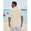 imageCOOFANDY Mens Casual Button Down Shirt Short Sleeve Textured Shirt Summer Beach Vacation Shirts with PocketBeige