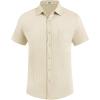 imageCOOFANDY Mens Casual Button Down Shirt Short Sleeve Textured Shirt Summer Beach Vacation Shirts with PocketBeige