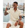 imageCOOFANDY Mens Casual Button Down Shirt Short Sleeve Textured Shirt Summer Beach Vacation Shirts with PocketBeige