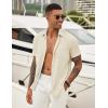 imageCOOFANDY Mens Casual Button Down Shirt Short Sleeve Textured Shirt Summer Beach Vacation Shirts with PocketBeige