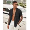 imageCOOFANDY Mens Casual Button Down Shirt Short Sleeve Textured Shirt Summer Beach Vacation Shirts with PocketBlack