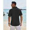 imageCOOFANDY Mens Casual Button Down Shirt Short Sleeve Textured Shirt Summer Beach Vacation Shirts with PocketBlack
