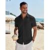 imageCOOFANDY Mens Casual Button Down Shirt Short Sleeve Textured Shirt Summer Beach Vacation Shirts with PocketBlack
