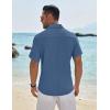 imageCOOFANDY Mens Casual Button Down Shirt Short Sleeve Textured Shirt Summer Beach Vacation Shirts with PocketDenim Blue