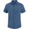 imageCOOFANDY Mens Casual Button Down Shirt Short Sleeve Textured Shirt Summer Beach Vacation Shirts with PocketDenim Blue