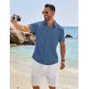 imageCOOFANDY Mens Casual Button Down Shirt Short Sleeve Textured Shirt Summer Beach Vacation Shirts with PocketDenim Blue