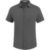 imageCOOFANDY Mens Casual Button Down Shirt Short Sleeve Textured Shirt Summer Beach Vacation Shirts with PocketGray
