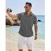 imageCOOFANDY Mens Casual Button Down Shirt Short Sleeve Textured Shirt Summer Beach Vacation Shirts with PocketGray
